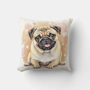 Pug-waterverf bubbel wervelende kunst kussen