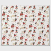 Pug Waterverf Pattern Christmas Cadeaupapier (Vlak)