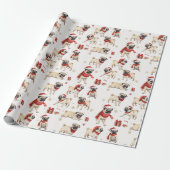 Pug Waterverf Pattern Christmas Cadeaupapier (Uitgerold)