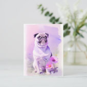 Pug Waterverf Portret 1 Briefkaart (Staand voorkant)