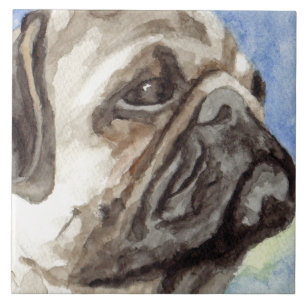 Pug Waterverf Portret Tegeltje