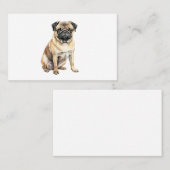 Pug waterverf print Pug raskunst Pug hondenverf Visitekaartje (Voorkant / Achterkant)