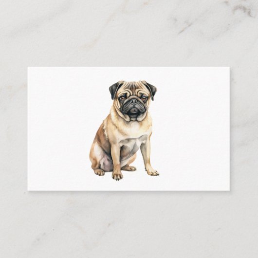Pug waterverf print Pug raskunst Pug hondenverf Visitekaartje (Voorkant)