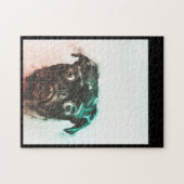 Pug Waterverf | Schattigee Pug Dog Art Waterverf Legpuzzel (Horizontaal)