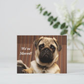 PUG We hebben een nieuw adres Briefkaart verplaats (Staand voorkant)
