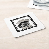 Pug Wearing Coat and Pet Onderzetter (Schuin)