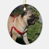 Pug Wearing Red Harness Keramisch Ornament (Links)
