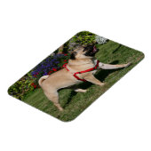 Pug Wearing Red Harness Magneet (Linkerzijde)