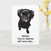 Pug Wenskaart Kaart (Gele Bloem)