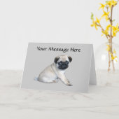 Pug Wenskaart Kaart (Gele Bloem)