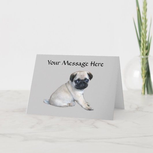 Pug Wenskaart Kaart (Voorkant)