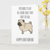 Pug Wenskaart Kaart (Gele Bloem)