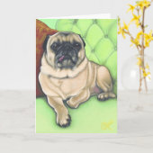 Pug Wenskaart Kaart (Gele Bloem)