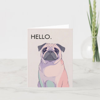Pug Wenskaart – Retro Dog Art – Blank – 4 x 6 Feestdagen Kaart