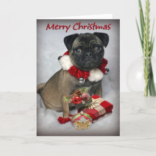 Pug wenst u Vrolijke Kerstmis Feestdagen Kaart