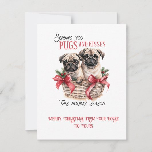 Pug Whimsical Christmas | Feestdagenkaart (Voorkant)