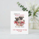 Pug Whimsical Kerstmis | Feestdagenkaart (Staand voorkant)