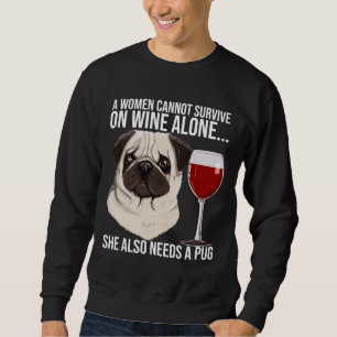 Pug wijnliefhebber cadeau voor haar klassieke T-sh Trui