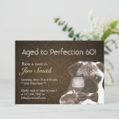 Pug & Wine Perfection 60 Birthday Party Invite Kaart (Staand voorkant)