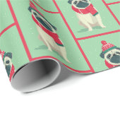 Pug Winter Patroon Cadeaupapier (Rol Hoek)
