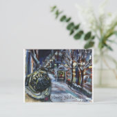Pug winter scène briefkaart (Staand voorkant)
