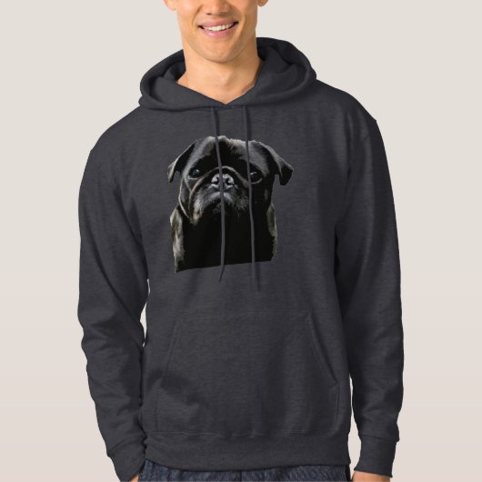 Pug Wisdom - Black Pug Hoodie (Voorkant)