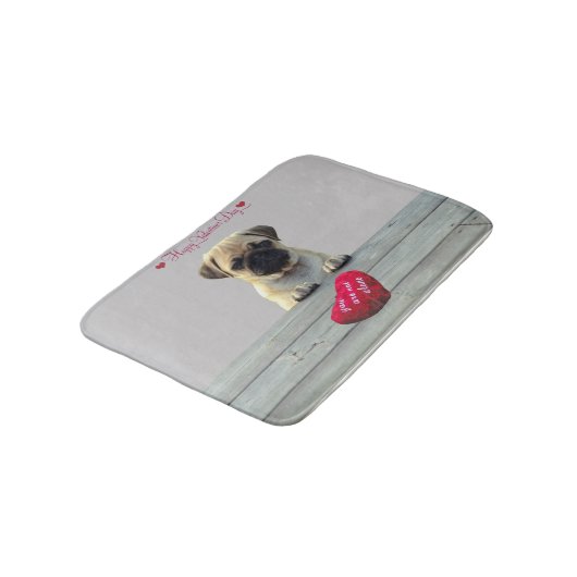 Pug Wishing Happy Valentijnsdag Hart badmaten Badmat (Gekanteld)