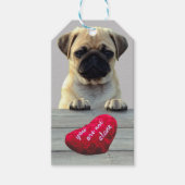 Pug Wishing Happy Valentijnsdag Hart cadeau labels Cadeaulabel (Voorkant)