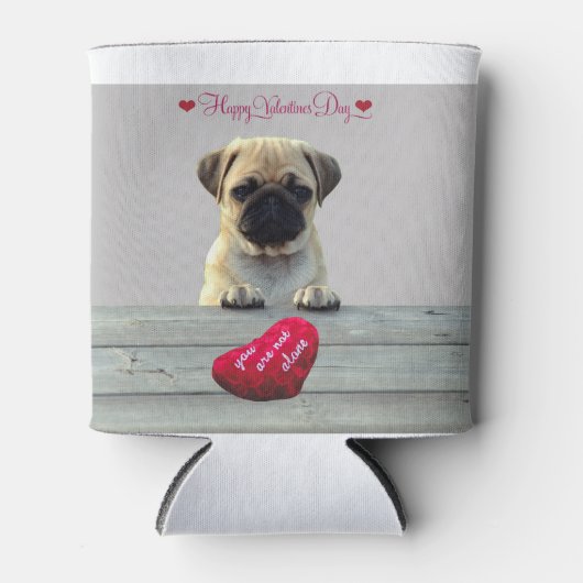 Pug Wishing Happy Valentijnsdag Hart koelbox Blikjeskoeler (Voorkant)