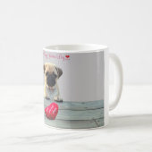 Pug Wishing Happy Valentijnsdag Hart Koffie Mok (Voorkant rechts)