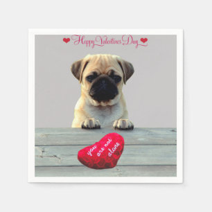 Pug Wishing Happy Valentijnsdag Hart servetten