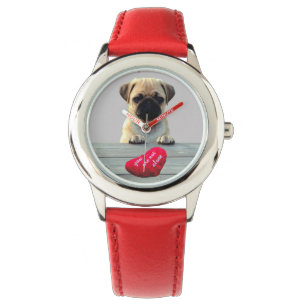 Pug Wishing Happy Valentijnsdag Harthorloge Horloge