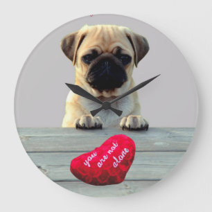 Pug Wishing Happy Valentijnsdag Hartklok Grote Klok