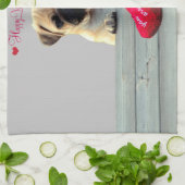 Pug Wishing Happy Valentijnsdag keukenhanddoek (Gevouwen)