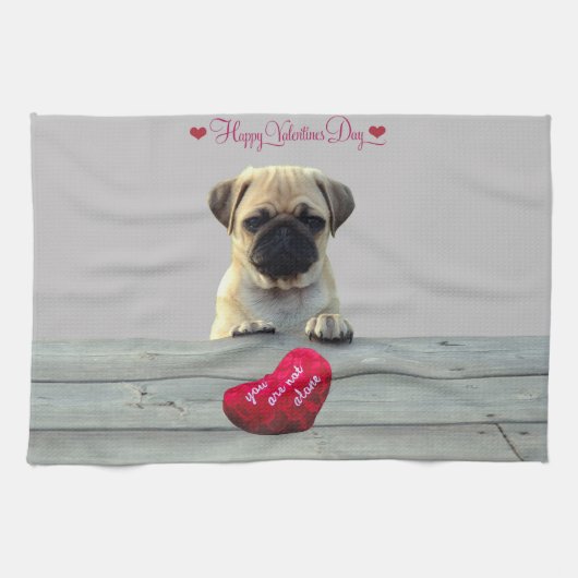 Pug Wishing Happy Valentijnsdag keukenhanddoek (Horizontaal)