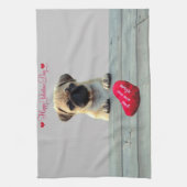 Pug Wishing Happy Valentijnsdag keukenhanddoek (Verticaal)