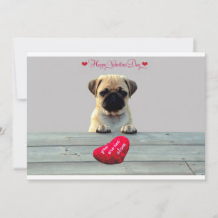 Pug Wishing Happy Valentijnsdag uitnodigingskaart Kaart