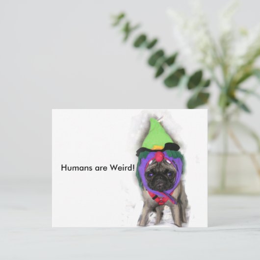 Pug Witch Briefkaart (Staand voorkant)