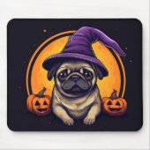 Pug Witch Bumkins Halloween Moon Muismat (Voorkant)