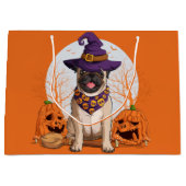 Pug Witch Halloween Groot Cadeauzakje (Voorkant)