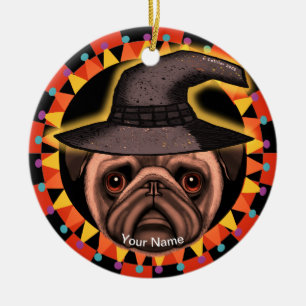 Pug Witch ornament