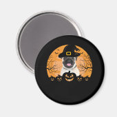 Pug Witch Pet Jack-o-Lantern Dogs Halloween T-Shir Magneet (Voorkant / Achterkant)