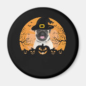 Pug Witch Pet Jack-o-Lantern Dogs Halloween T-Shir Magneet (Voorkant)
