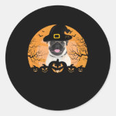 Pug Witch Pet Jack-o-Lantern Dogs Halloween T-Shir Ronde Sticker (Voorkant)