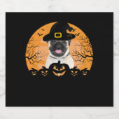 Pug Witch Pet Jack-o-Lantern Dogs Halloween T-Shir Sparkling Wijnetiket (Enkel label)