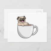 Pug with Cup of Coffee Briefkaart (Voorkant / Achterkant)