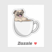 Pug with Cup of Coffee Sticker (Vel)