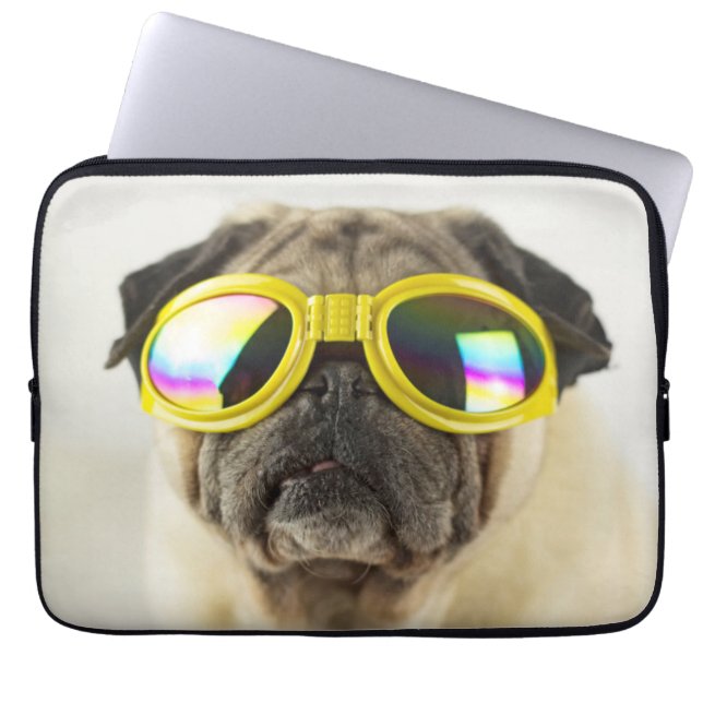 Pug with Goggles Laptop Sleeve (Voorkant)