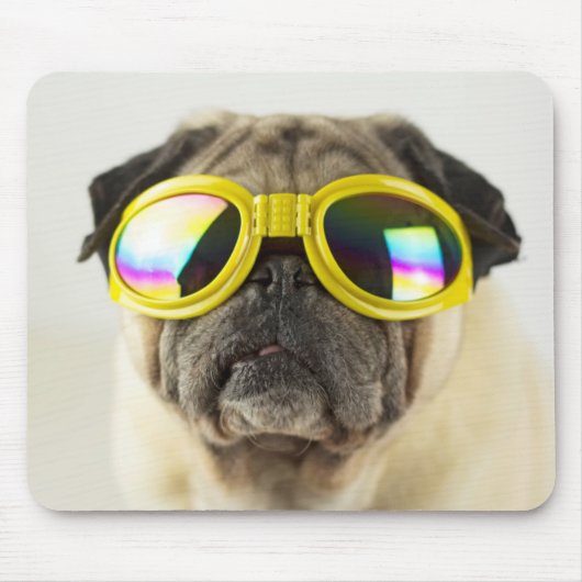 Pug with Goggles Muismat (Voorkant)