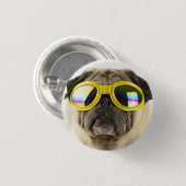 Pug with Goggles Ronde Button 3,2 Cm (Voorkant /achterkant)